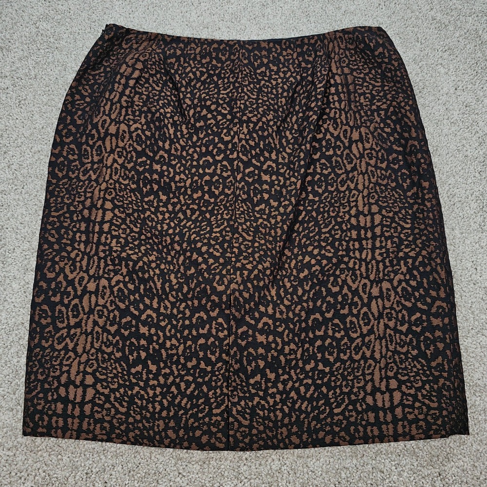 New Dana Buchman Womens‎ Size 16 Animal Print Jacquard Pencil Skirt Black Mocha - Picture 2 of 5
